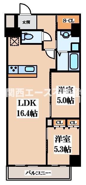 プレサンスNEO新深江リュミエル(2LDK/10階)の間取り写真
