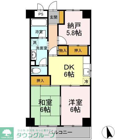 グランドール高橋(2SDK/3階)の間取り写真