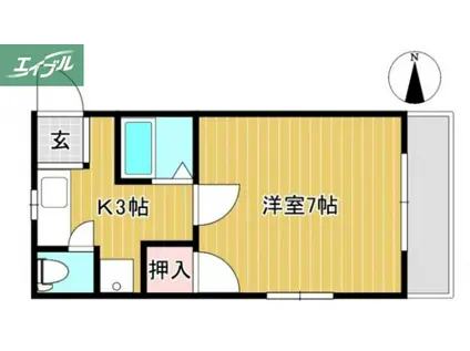 ラ・パルテール当新田(1K/3階)の間取り写真