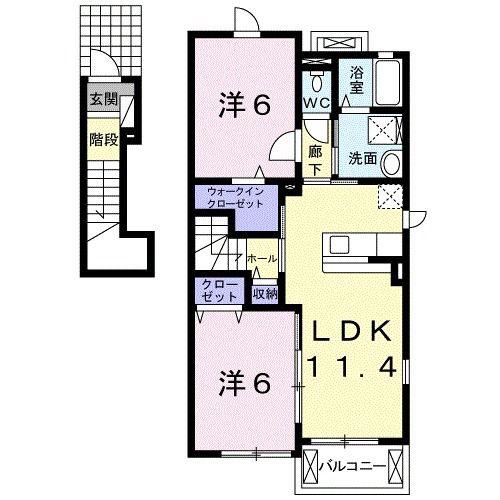 レジデンス・ネオIII(2LDK/2階)の間取り写真