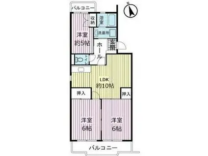 池之端ハイツ(3DK/4階)の間取り写真