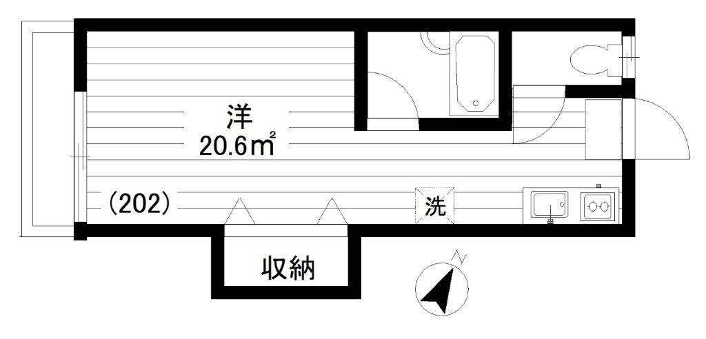 パークサイド駒沢(ワンルーム/2階)の間取り写真