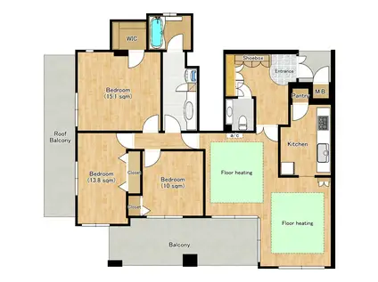 ファスタージュ北野ハンター坂(3LDK/5階)の間取り写真