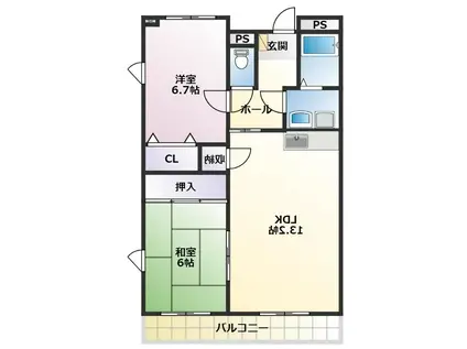 メゾンソレイユ(2LDK/3階)の間取り写真