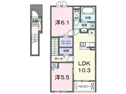 フォレストスクエアC BTW(2LDK/2階)の間取り写真