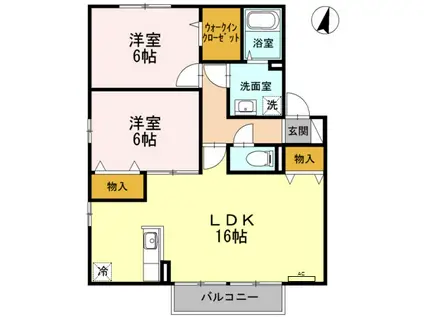 クニーズコートE棟(2LDK/2階)の間取り写真