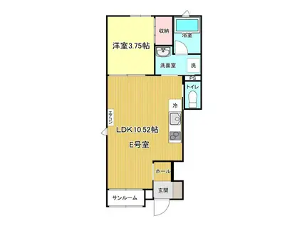 CLAUDIA II(1LDK/1階)の間取り写真