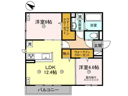 グランヴェールVI(2LDK/3階)の間取り写真