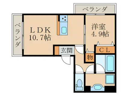 カメリア(1LDK/2階)の間取り写真