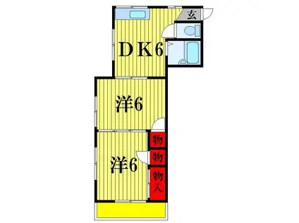 サンシャインハイツカジワラ(2DK/2階)の間取り写真