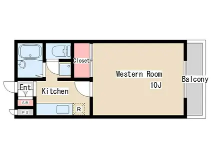 ヴェッセルSUMA B棟(1K/2階)の間取り写真