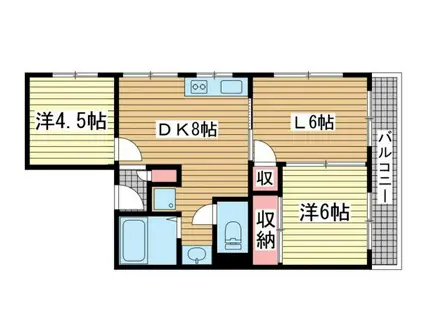 シャトレイユ(2LDK/5階)の間取り写真