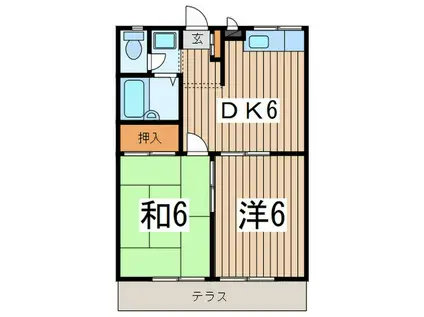 エステートピアマルイI(2DK/1階)の間取り写真