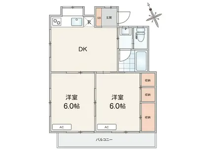 グリーンコーポ(2DK/1階)の間取り写真