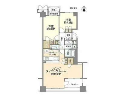イッツ東京フォーサイトスクエア(2LDK/12階)の間取り写真