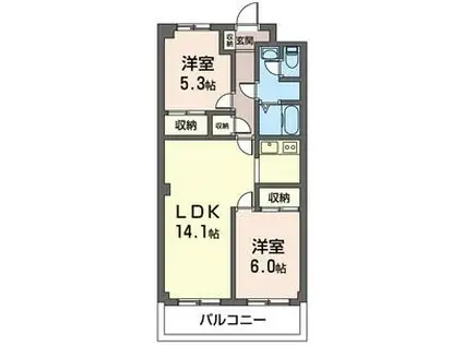 リッシェルート(2LDK/2階)の間取り写真