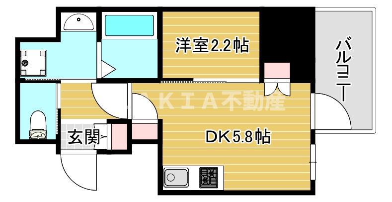 ソルテラス阿波座ウィズ(1SDK/13階)の間取り写真