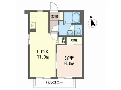 バリュージュ守秀 B(1LDK/2階)の間取り写真