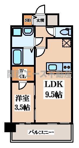 プレサンス長田レジェール(1LDK/10階)の間取り写真