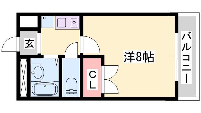 リバーサイド市川(1K/2階)の間取り写真