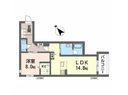 Sメゾン勝川(1LDK/1階)の間取り写真
