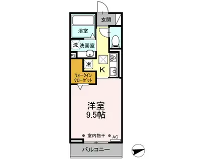 雅野VII(1K/1階)の間取り写真