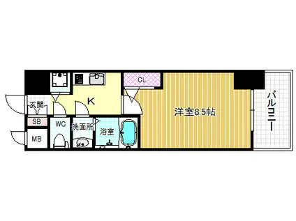 クリスタルグランツ梅田II(1K/13階)の間取り写真