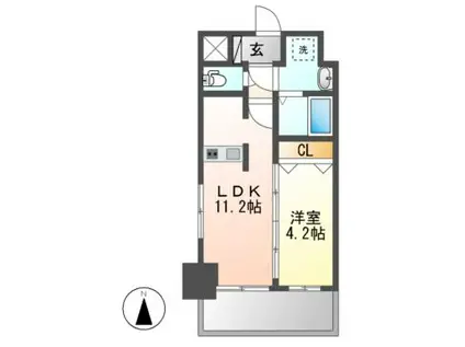 ファステート名古屋ラプソディ(1LDK/4階)の間取り写真
