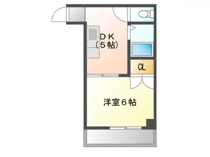 エブリィワン(ワンルーム/2階)の間取り写真