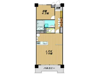 須磨シーサイドハイツ(1LDK/3階)の間取り写真
