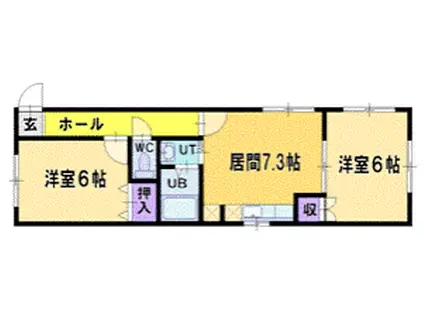 ビッグバーンズマンション清田(2DK/4階)の間取り写真