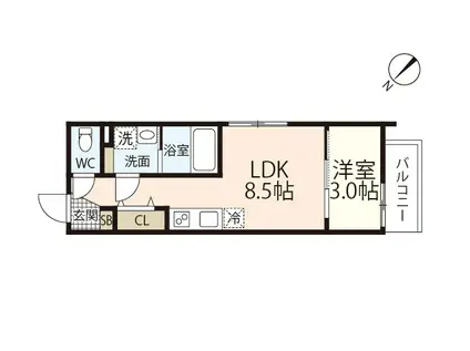 S-MOVE庚午北(1LDK/2階)の間取り写真
