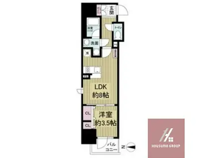 レジュールアッシュ谷町四丁目グランクラス(1LDK/7階)の間取り写真