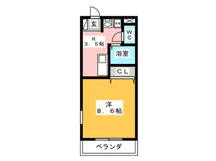 BELL WOODIII(1K/2階)の間取り写真