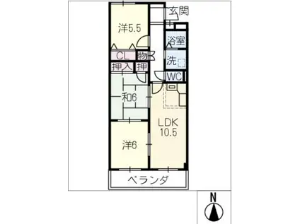 ベルビレッジ上汐田(3LDK/6階)の間取り写真