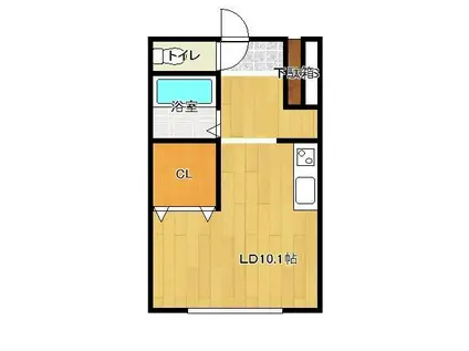 オークヴィラ(ワンルーム/1階)の間取り写真