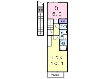 ソレアード(1LDK/2階)の間取り写真