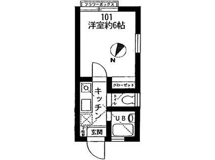 ジェイハイツ菊名(1K/1階)の間取り写真