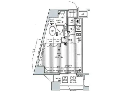 ウィスティリア大森山王(1K/11階)の間取り写真