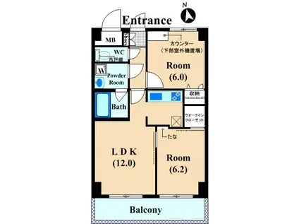 ライズコート(2LDK/3階)の間取り写真
