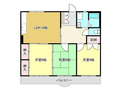アルカディアマンション(3LDK/2階)の間取り写真