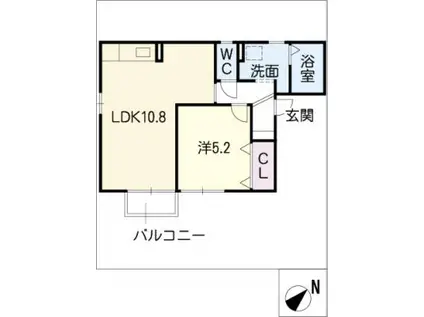 フェリーチェ(1LDK/2階)の間取り写真