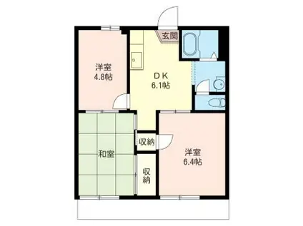 フォーブル冨田 B(3DK/2階)の間取り写真