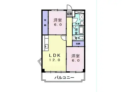 ニューマリッチパール(2LDK/2階)の間取り写真