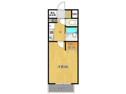 ルピナス東原(1K/4階)の間取り写真