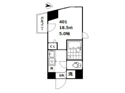 アイディ南品川(1K/4階)の間取り写真