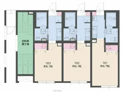 ステーションテラス二俣川(1K/1階)の間取り写真
