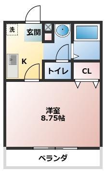 フォーシーズンズ冬(1K/2階)の間取り写真