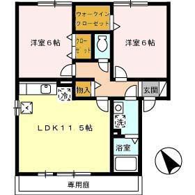 TIMONE(2LDK/1階)の間取り写真