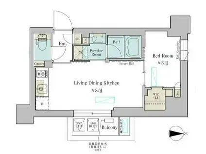 ブリリアイスト武蔵小杉(1LDK/4階)の間取り写真